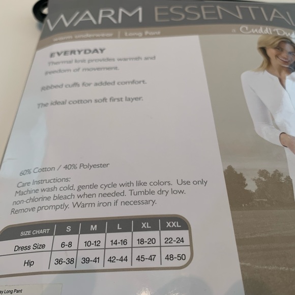 Cuddle Duds Warm Essentials Thermal Long Pants Underwear New Women XXL Gray - Picture 5 of 5